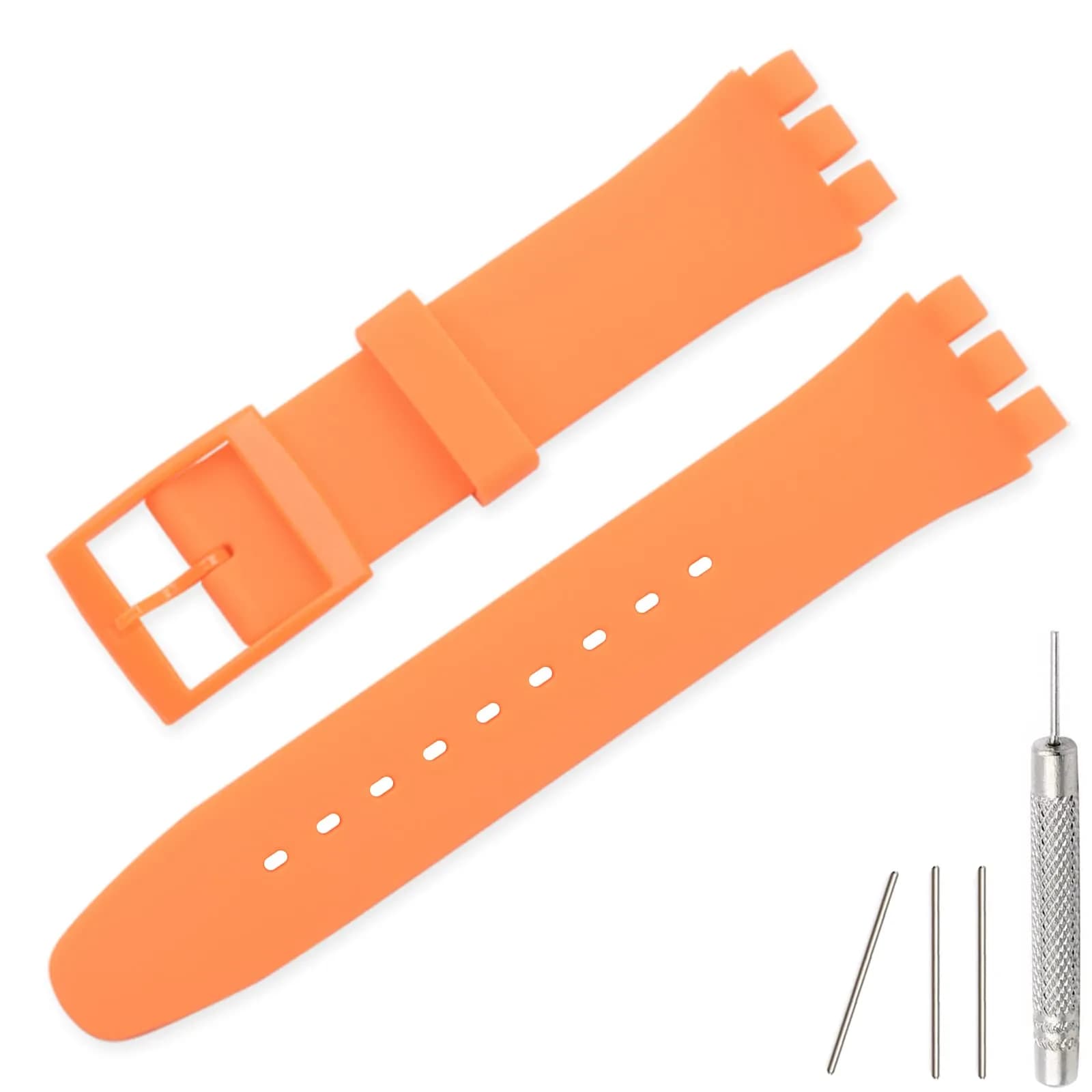 Lijinlan Replacement Silicone Watch Band for Swatch - Vibrant Orange, 20mm Size - main product image