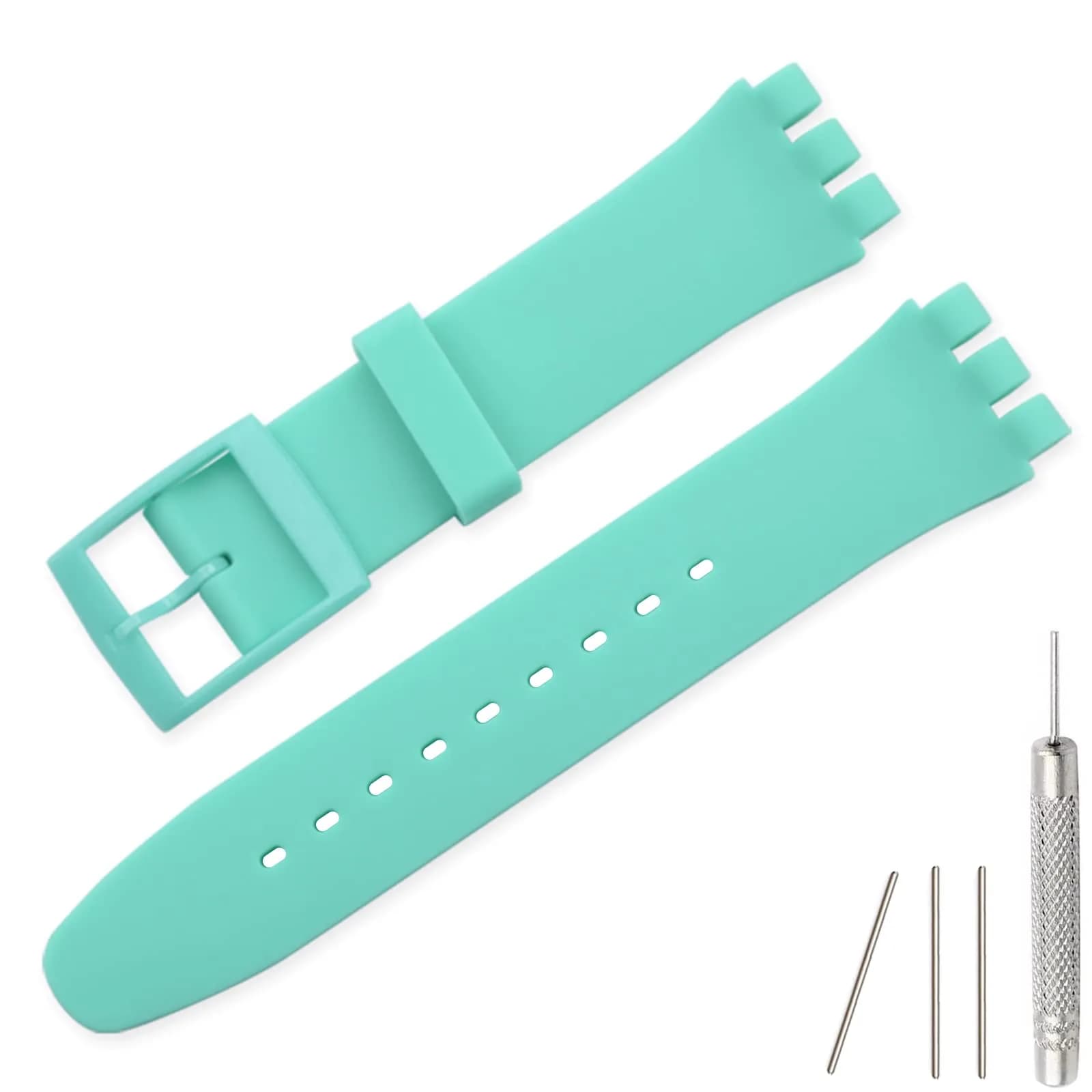 Lijinlan Replacement Silicone Watch Band for Swatch - Mint, 19mm - main product image
