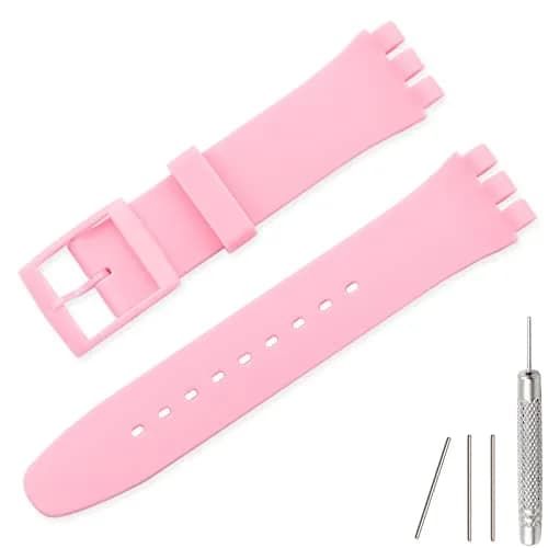 Lijinlan Pink Silicone Watch Band for Swatch 20mm | Waterproof & Breathable Replacement Strap thumbnail 1