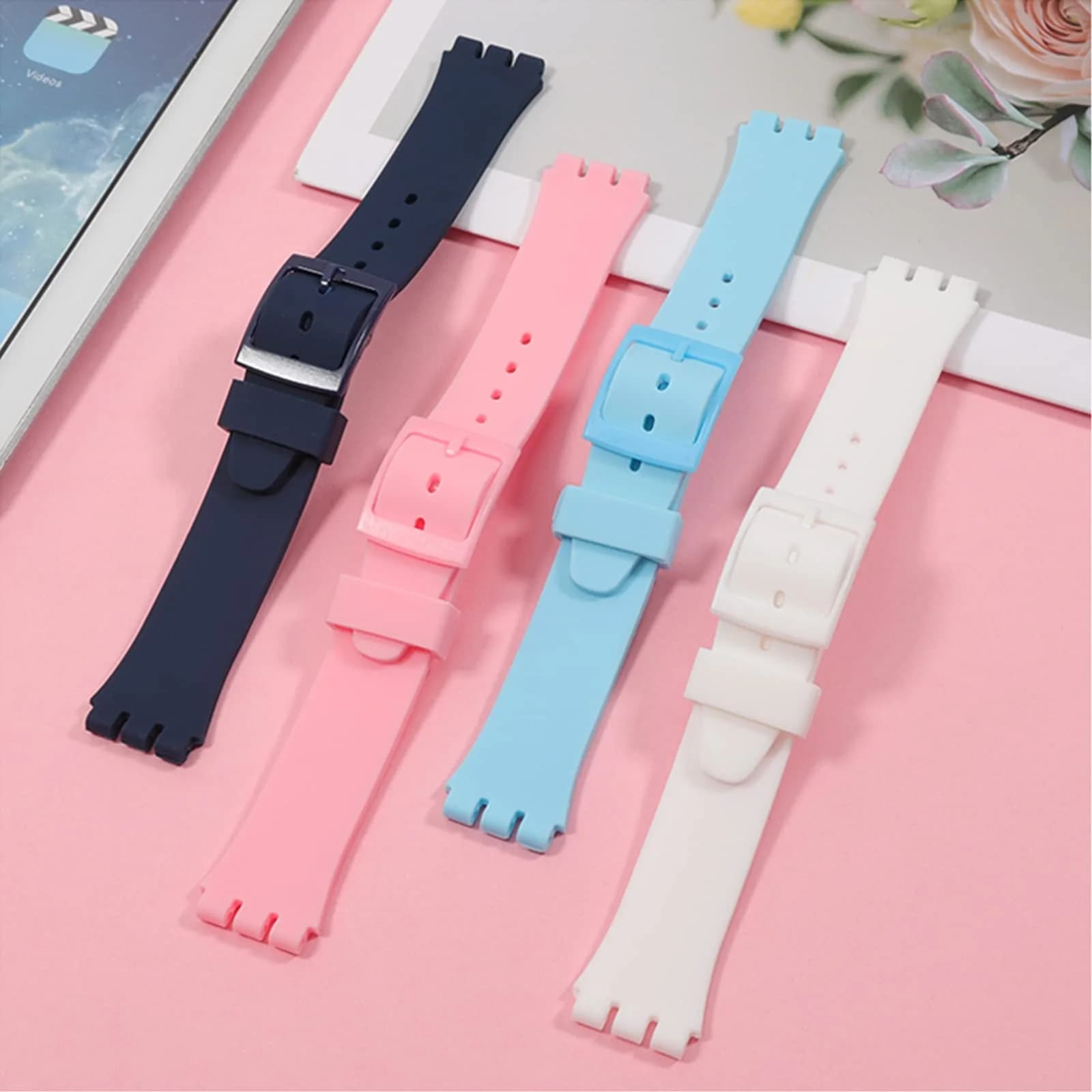 Lijinlan Pink Silicone Watch Band for Swatch 20mm | Waterproof & Breathable Replacement Strap - view 9