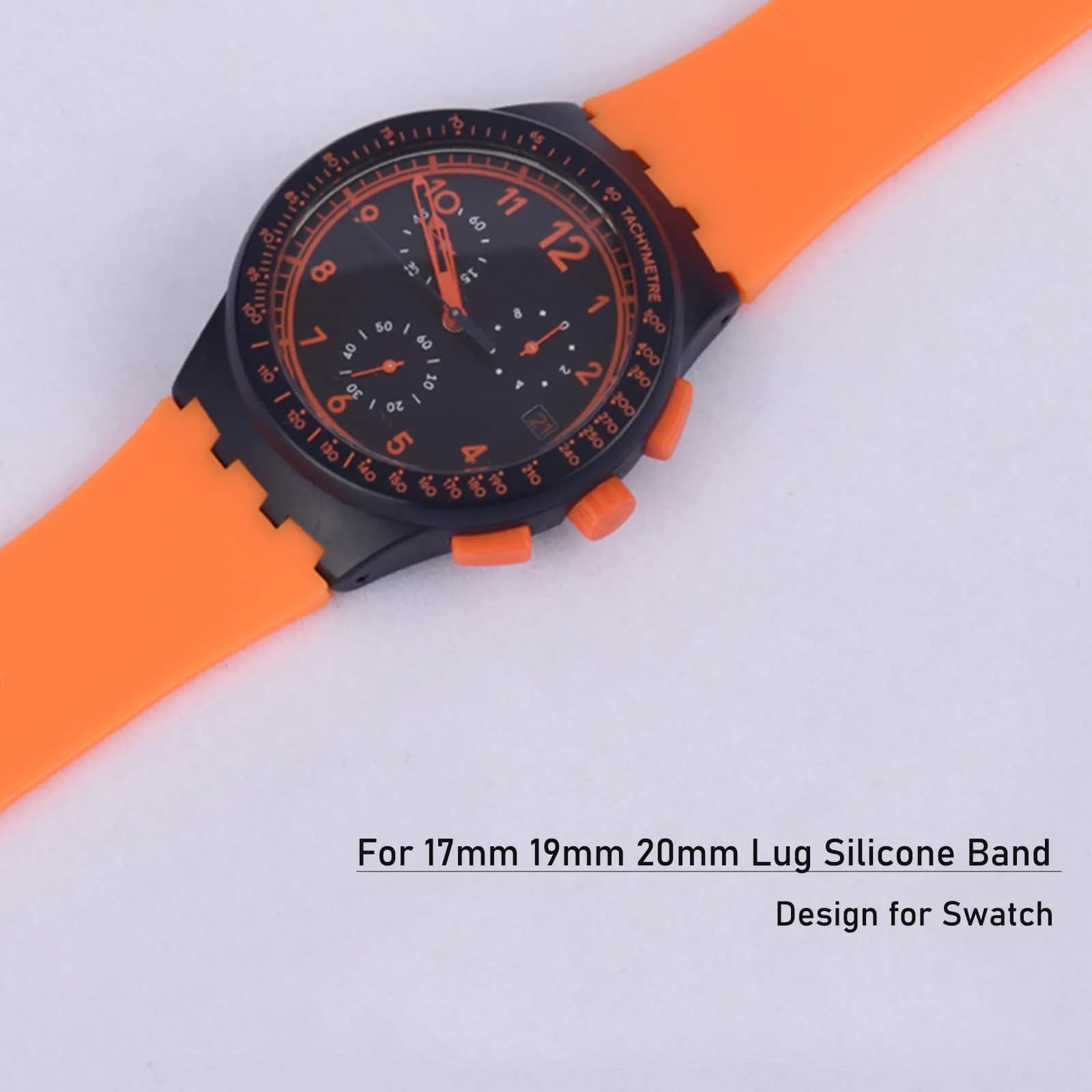 Lijinlan Orange Silicone Replacement Watch Band for Swatch 19mm Lug Width - view 3