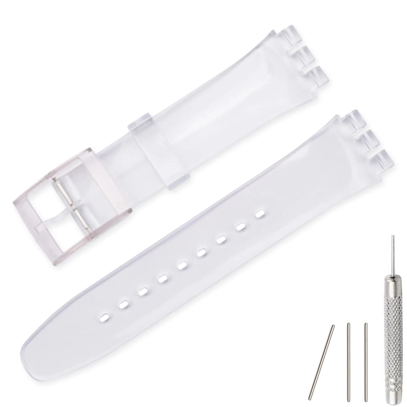 Lijinlan Clear Silicone Replacement Watch Band for Swatch - 19mm Lug Width - main product image