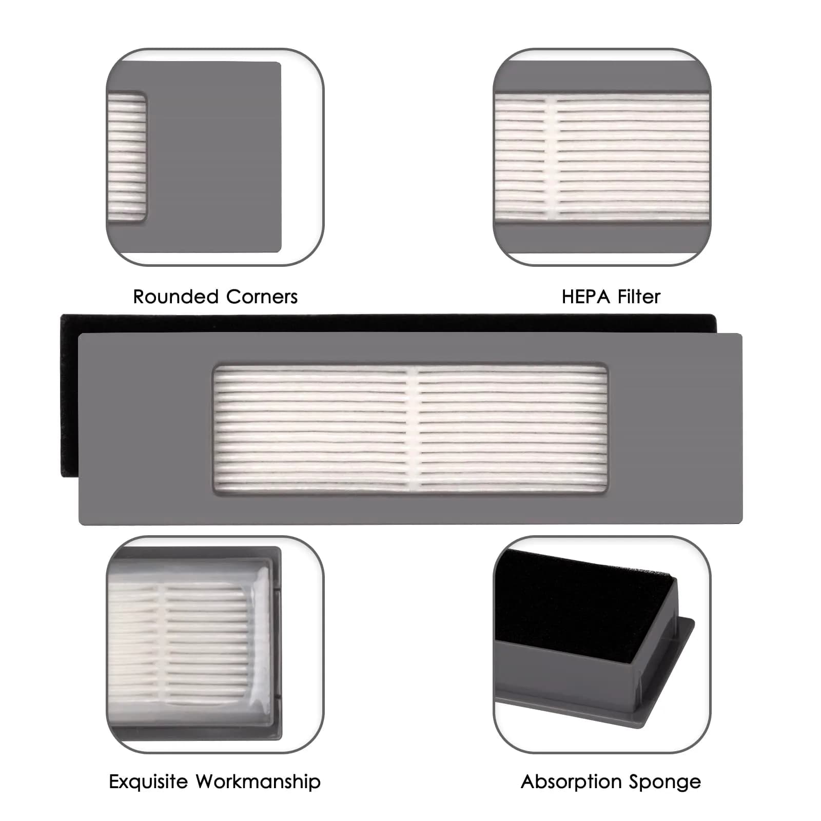 CHAIN PEAK N10 HEPA Filter 12 Pieces | Compatible with Ecovacs Deebot Ozmo Models - view 5
