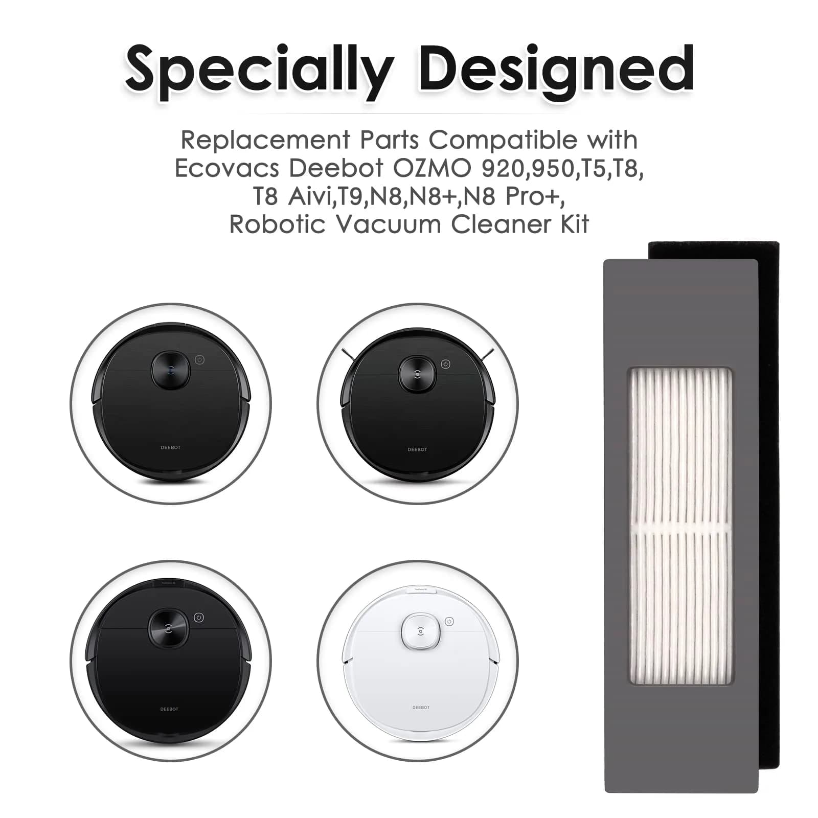 CHAIN PEAK N10 HEPA Filter 12 Pieces | Compatible with Ecovacs Deebot Ozmo Models - view 6