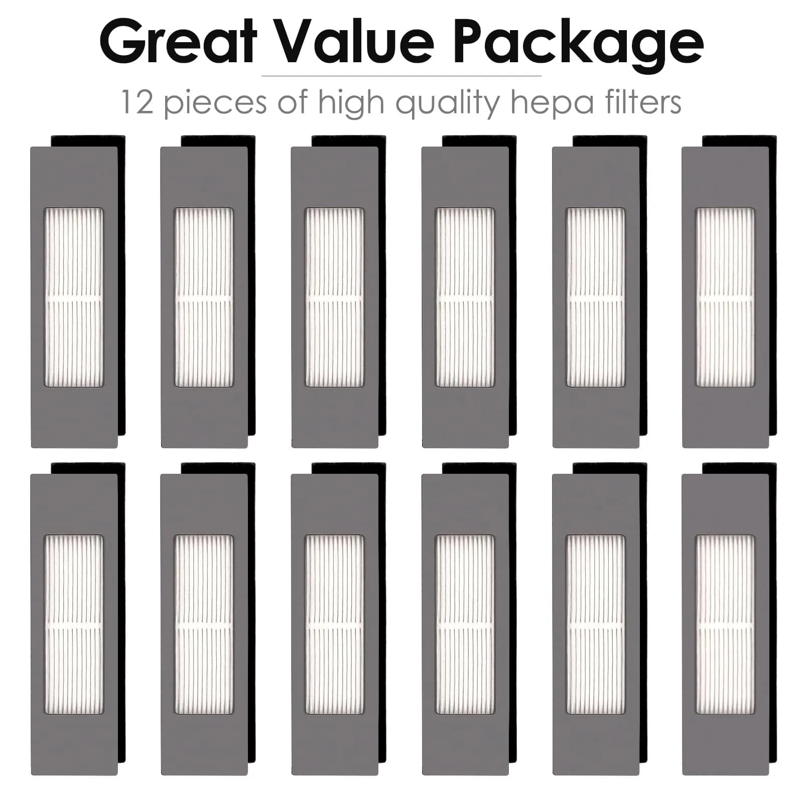 CHAIN PEAK N10 HEPA Filter 12 Pieces | Compatible with Ecovacs Deebot Ozmo Models - view 3