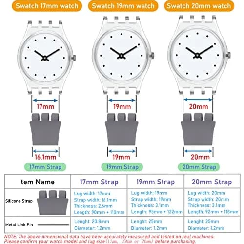 Lijinlan Replacement Silicone Watch Band for Swatch 19mm (DarkBlue) | Waterproof & Durable Wristband thumbnail 6