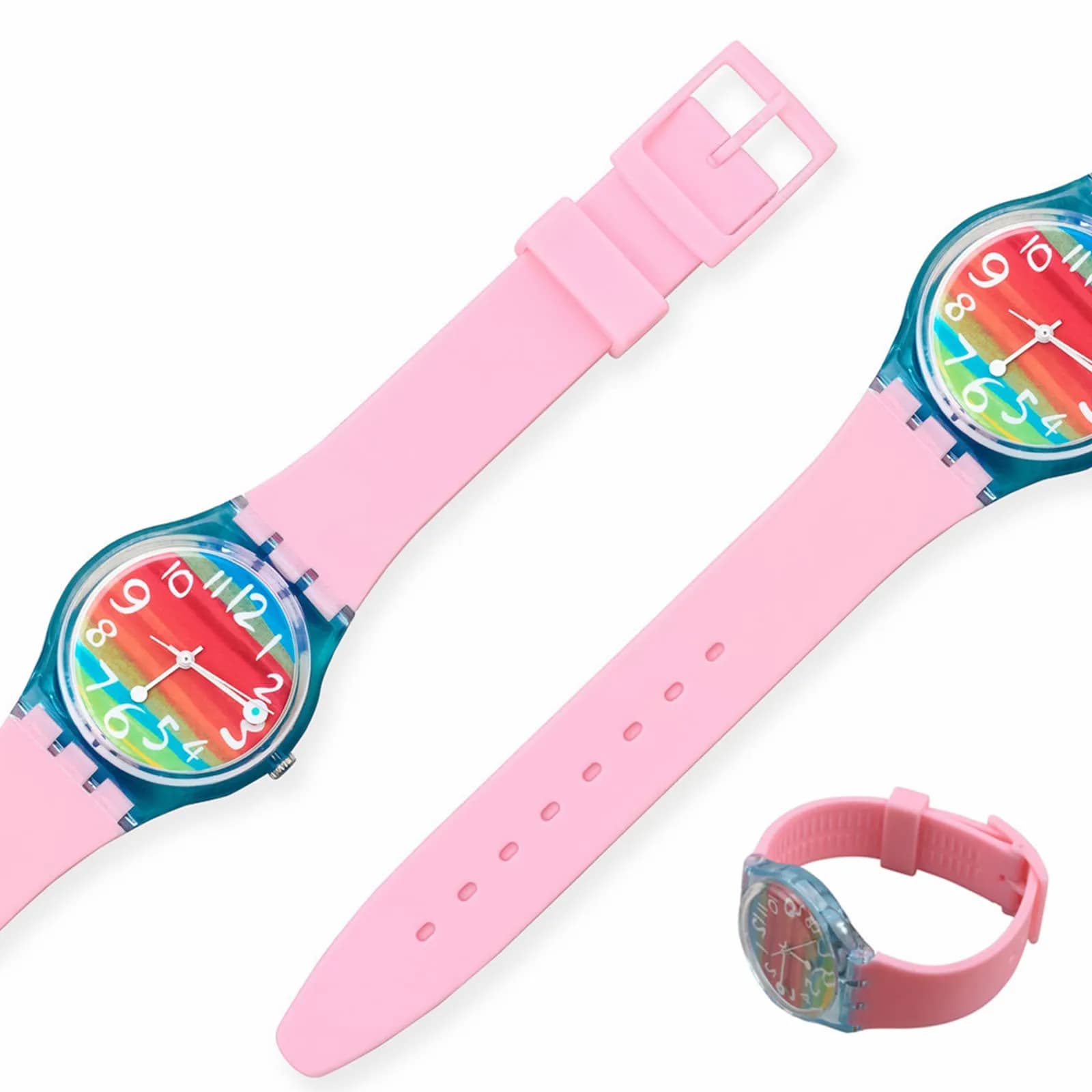 Lijinlan Silicone Watch Band for Swatch 19mm | Pink, Waterproof, Breathable - view 3