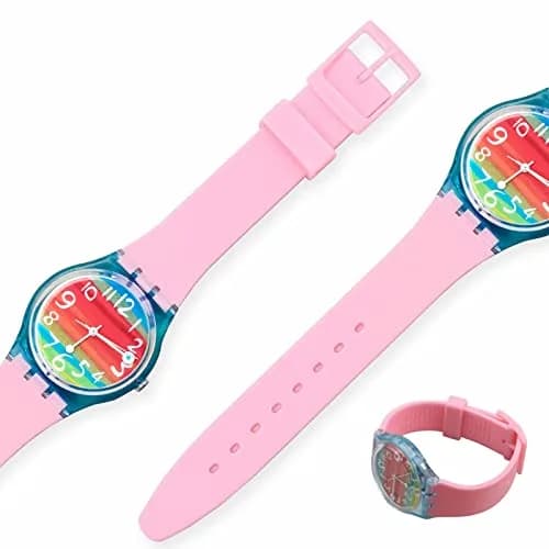 Lijinlan Silicone Watch Band for Swatch 19mm | Pink, Waterproof, Breathable thumbnail 3