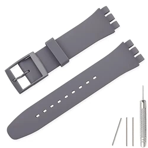 Lijinlan Silicone Watch Band for Swatch 20mm Gray | Waterproof & Durable Replacement Strap thumbnail 1
