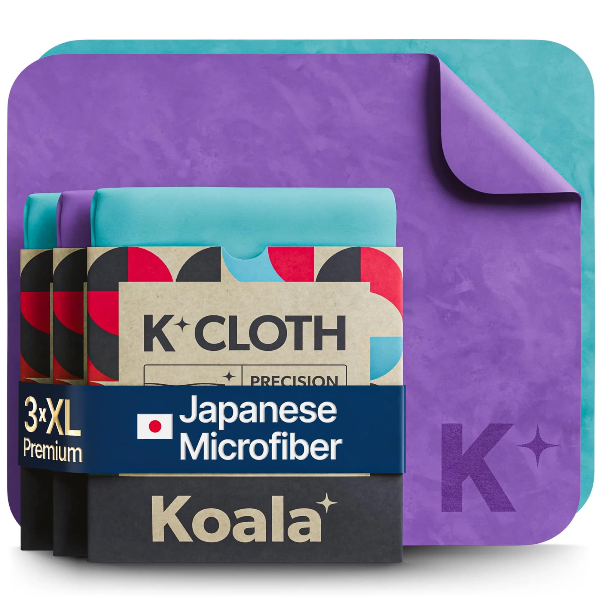 Koala Lifestyle XL Microfiber Cleaning Cloths - Purple & Blue (3 Pack) - main product image