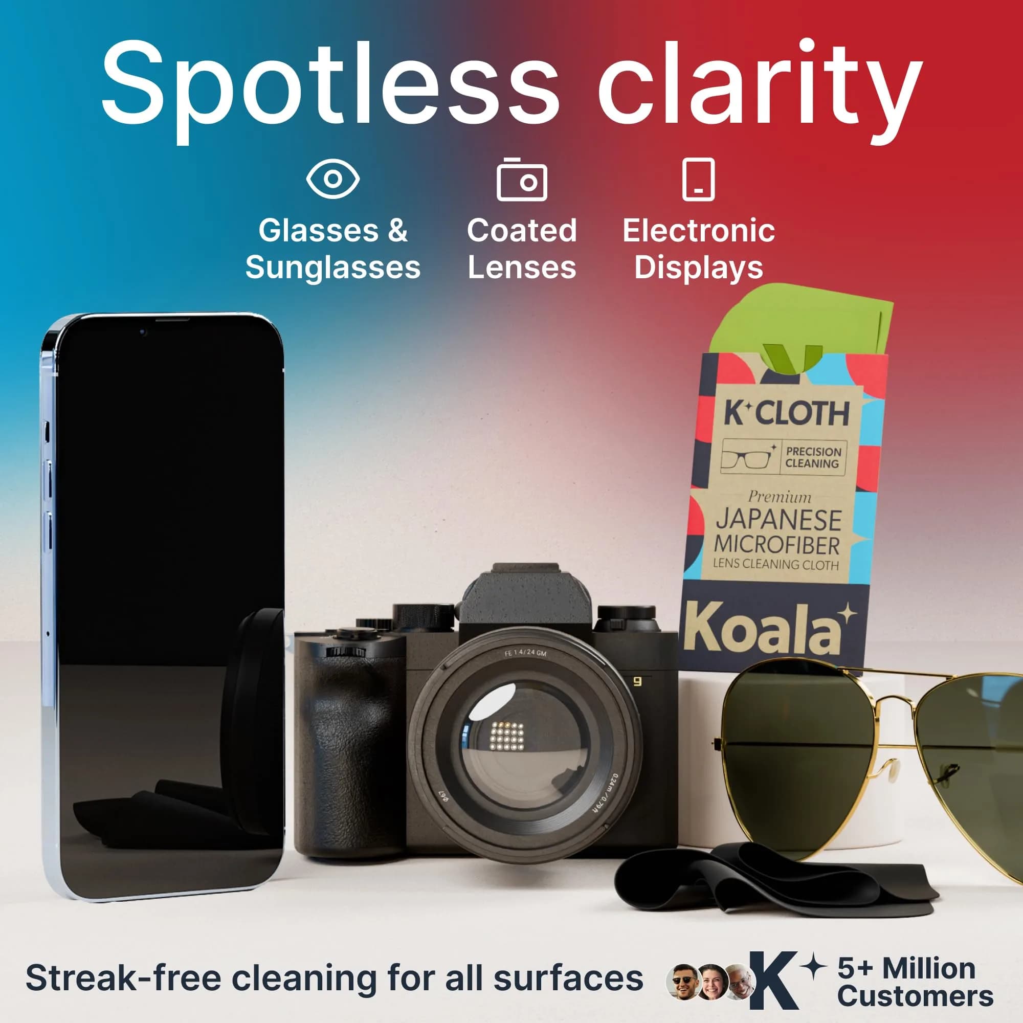 Koala Lifestyle Microfiber Cleaning Cloths | Purple & Blue | 24 Pack | Japanese Microfiber for Lenses & Screens - view 2