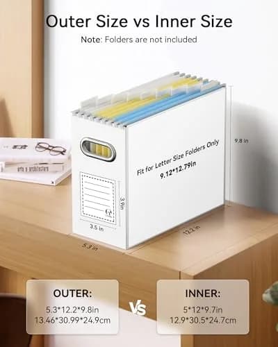 Oterri Heavy-Duty Collapsible Cardboard File Box with Stainless Steel Handle for Letter-Size Files, 2-Pack, White | Reinforced Corrugated Core for Durability thumbnail 2