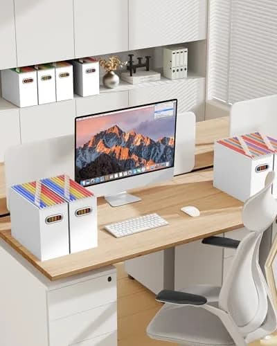 Oterri Heavy-Duty Collapsible Cardboard File Box with Stainless Steel Handle for Letter-Size Files, 2-Pack, White | Reinforced Corrugated Core for Durability thumbnail 3