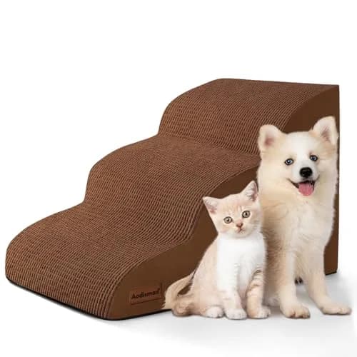 aodisman 3-Step Pet Stairs for Small Dogs and Cats, 38 cm (15" H) | Helps Pets Reach Furniture Safely thumbnail 1