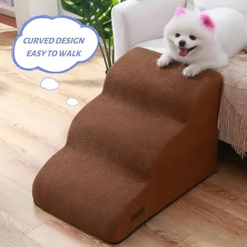 aodisman 3-Step Pet Stairs for Small Dogs and Cats, 38 cm (15" H) | Helps Pets Reach Furniture Safely thumbnail 3