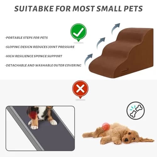 aodisman 3-Step Pet Stairs for Small Dogs and Cats, 38 cm (15" H) | Helps Pets Reach Furniture Safely thumbnail 4