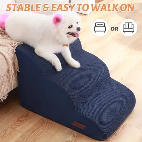 aodisman 3-Step Pet Stairs 15.7"H (40cm) | Soft Non-Slip Ramp for Small Dogs & Cats thumbnail 3