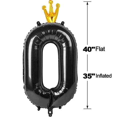 IWERP Black Crown 0 Number Balloon 40 Inch | Reusable Foil Party Decoration thumbnail 6