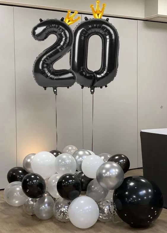 IWERP Black With Crown Number 0 Balloon - 40 Inch Reusable Foil Balloon for 0th Birthday Decorations - view 2