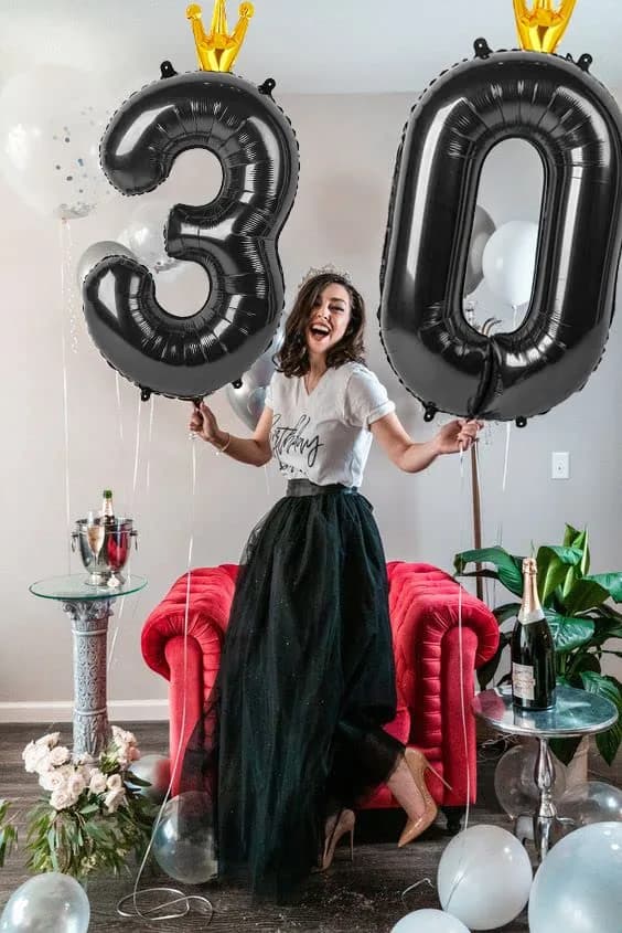 IWERP Black With Crown Number 0 Balloon - 40 Inch Reusable Foil Balloon for 0th Birthday Decorations - view 3
