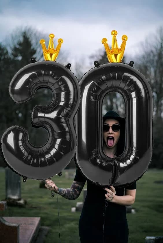 IWERP Black With Crown Number 0 Balloon - 40 Inch Reusable Foil Balloon for 0th Birthday Decorations - view 4