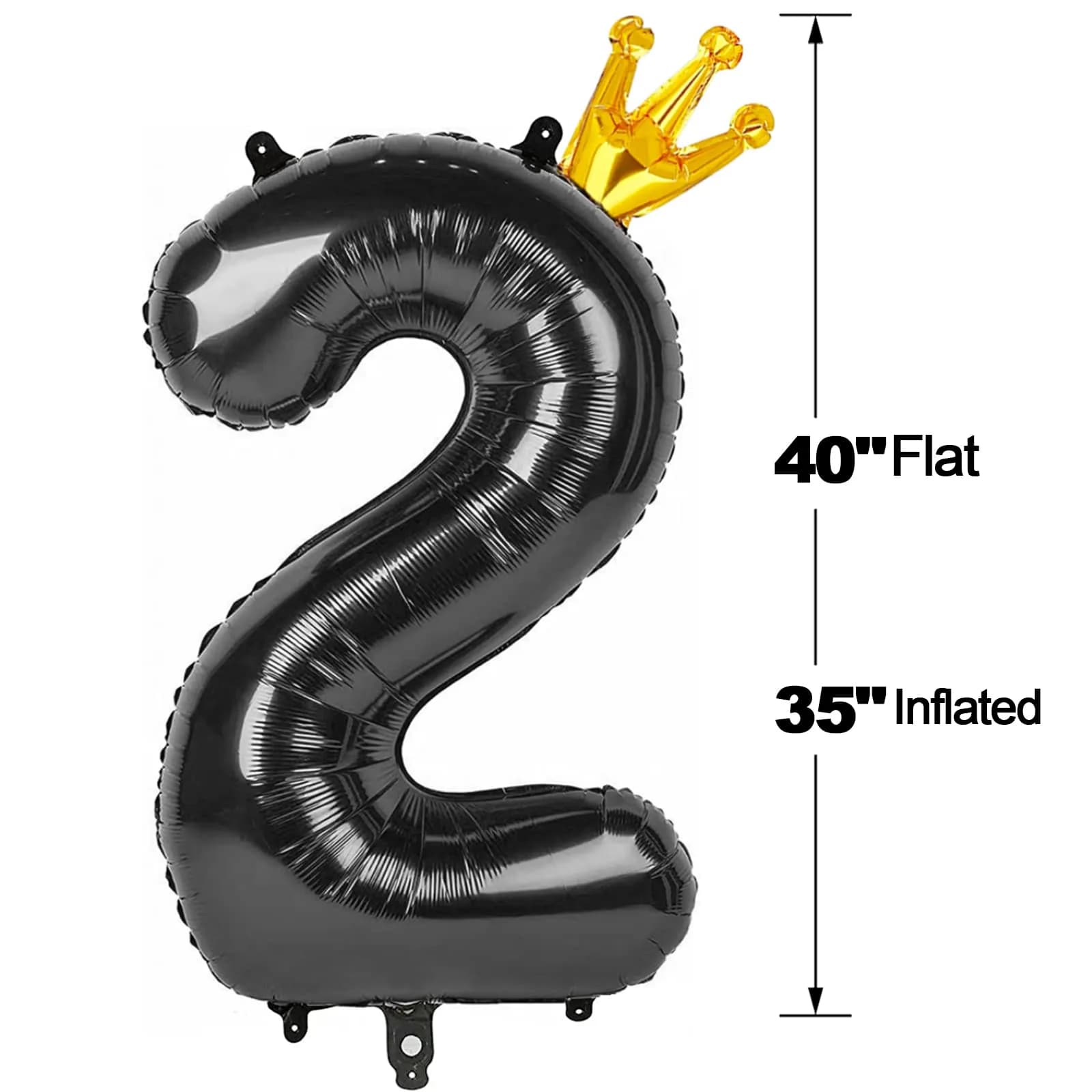 IWERP Black Crown 2 Balloon - 40 Inch Number Balloon | 2nd Birthday Decorations - view 6