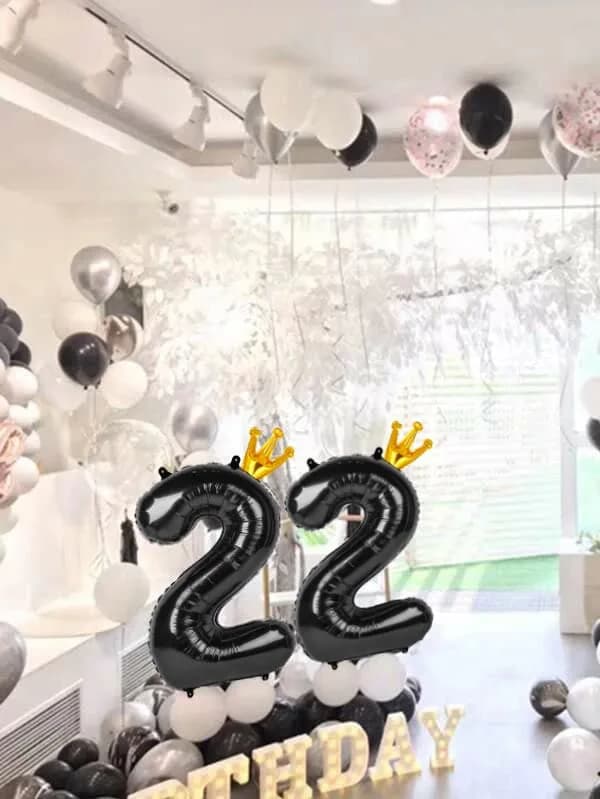 IWERP Black Crown 2 Balloon - 40 Inch Number Balloon | 2nd Birthday Decorations - view 7