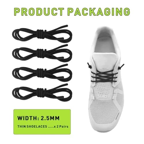 NDTEZUGT Elastic Shoe Laces for Sneakers | No Tie, 24" Black-3, 2 Pairs thumbnail 2