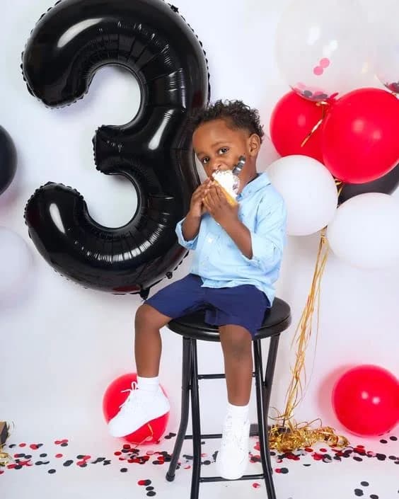 IWERP Black Crown 3 Balloon - 40 Inch Number Balloon, 3rd Birthday Decorations | Reusable Foil Balloon thumbnail 7