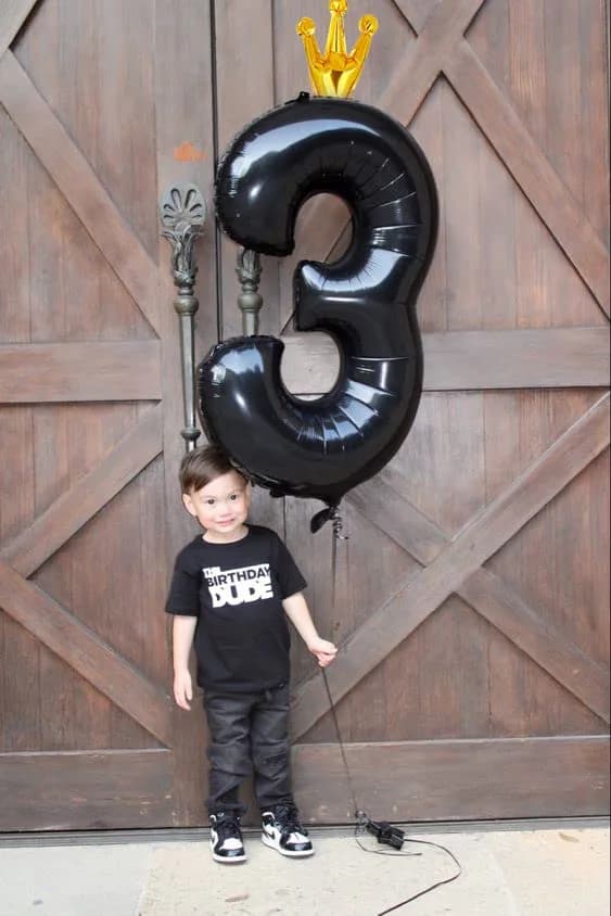 IWERP Black Crown 3 Balloon - 40 Inch Number Balloon, 3rd Birthday Decorations | Reusable Foil Balloon thumbnail 2