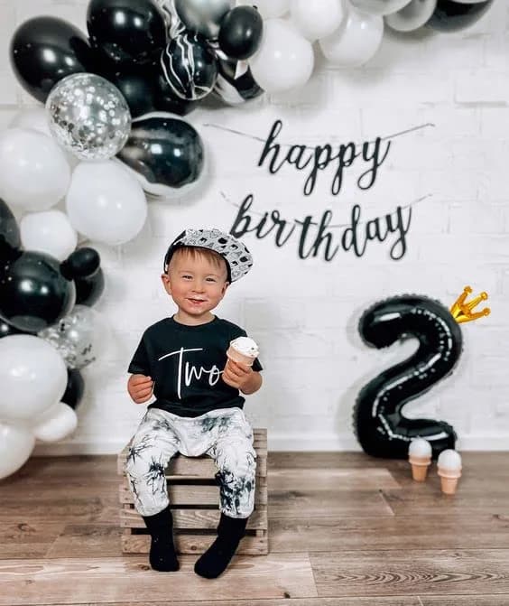 IWERP Black Crown 1 Balloon - 40 Inch Number Balloon | First Birthday Decorations thumbnail 4