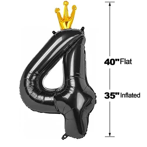 IWERP Black Crown 4 Balloon - 40 Inch Number Balloon | Reusable Foil Party Decoration thumbnail 6