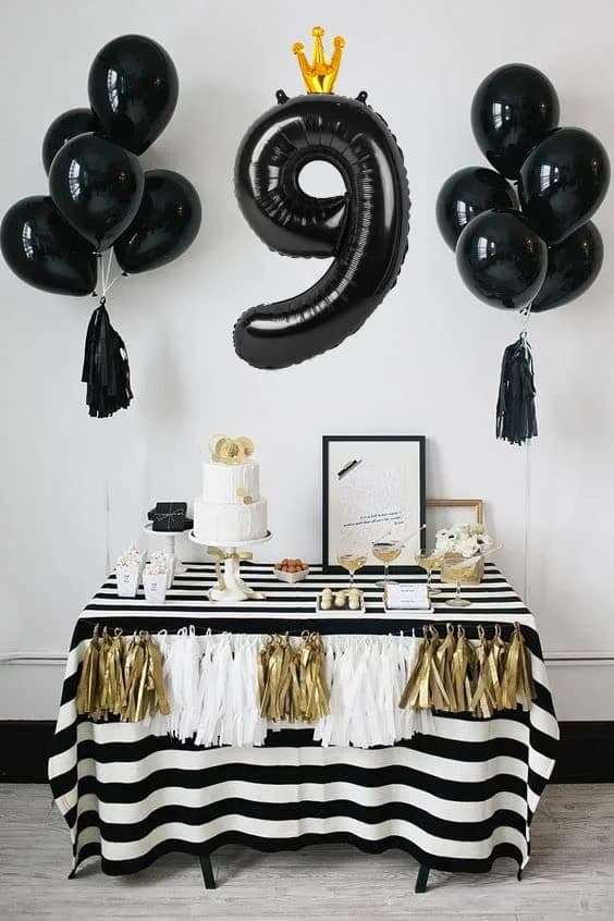IWERP Black Crown 9 Balloon - 40 Inch Giant Foil Number 9 Birthday Decoration | Reusable Party Accessory thumbnail 2