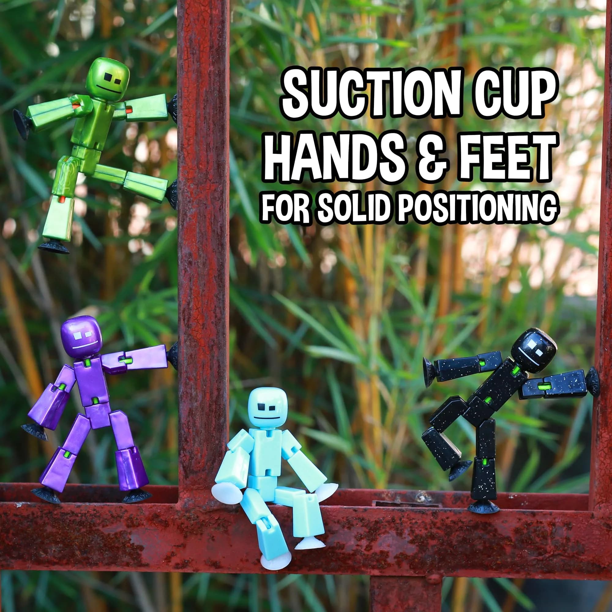 Zing StikBot Single Pack Solid Black Sparkle | Award-Winning Stop Motion Animation Toy with Suction Cup Feet & Articulating Joints - view 5
