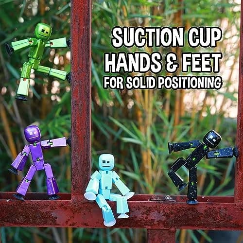 Zing StikBot Single Pack Solid Black Sparkle | Award-Winning Stop Motion Animation Toy with Suction Cup Feet & Articulating Joints thumbnail 5