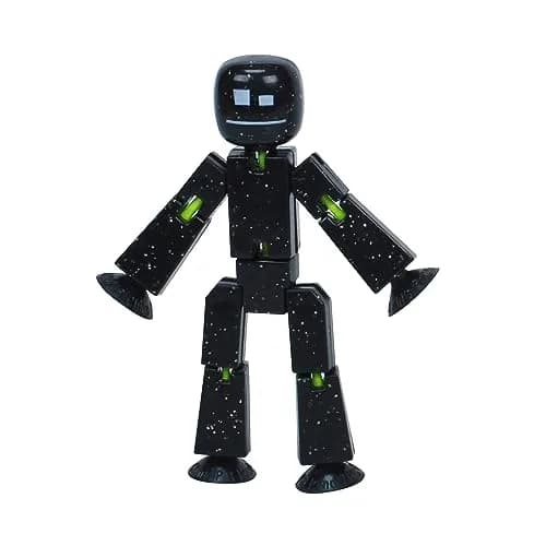 Zing StikBot Single Pack Solid Black Sparkle | Award-Winning Stop Motion Animation Toy with Suction Cup Feet & Articulating Joints thumbnail 1
