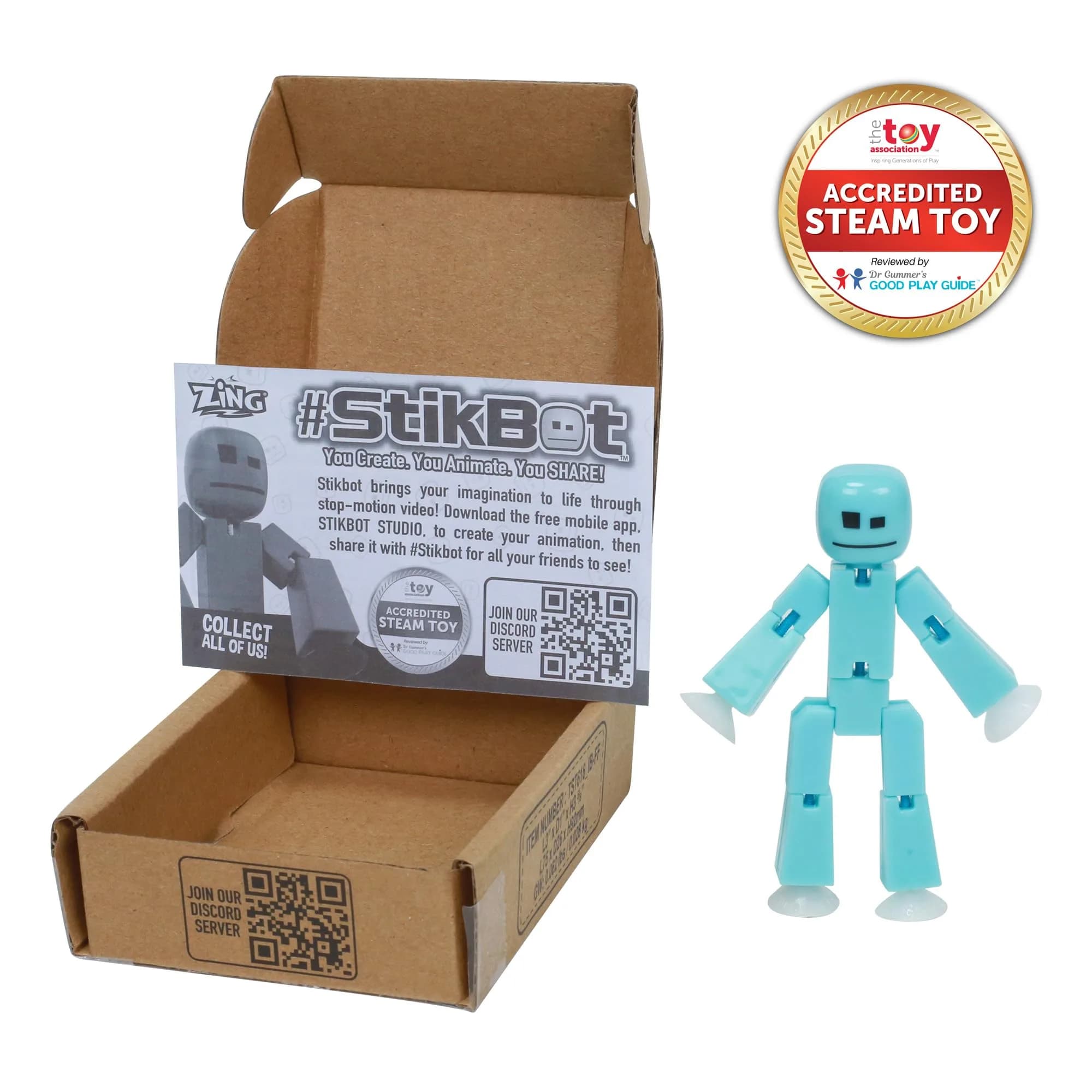 Zing StikBot Single Pack - Ice Blue Action Figure | Posable Toy for Stop Motion Animation - view 2