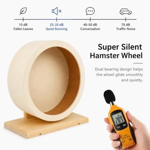antiai Hamster Wooden Silent Wheel, 9.8 Inch Small Animal Exercise Wheel | Quiet, Durable & Safe for Small Pets thumbnail 5