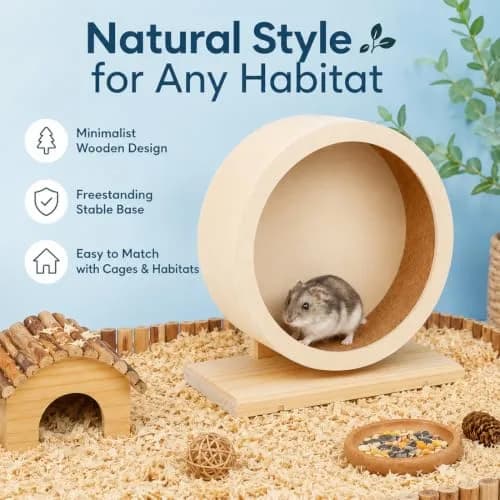 antiai Hamster Wooden Silent Wheel, 9.8 Inch Small Animal Exercise Wheel | Quiet, Durable & Safe for Small Pets thumbnail 6