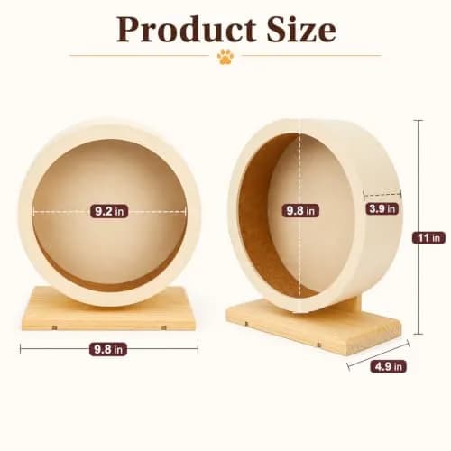 antiai Hamster Wooden Silent Wheel, 9.8 Inch Small Animal Exercise Wheel | Quiet, Durable & Safe for Small Pets thumbnail 2