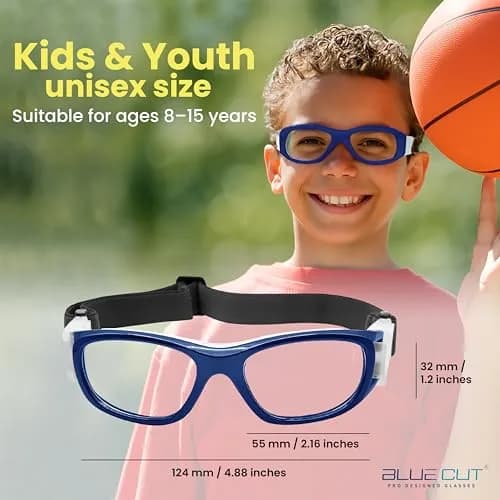 BLUE CUT Safety Basketball Goggles for Kids | Anti-Fog, Adjustable Strap, Durable Plastic Frame thumbnail 4