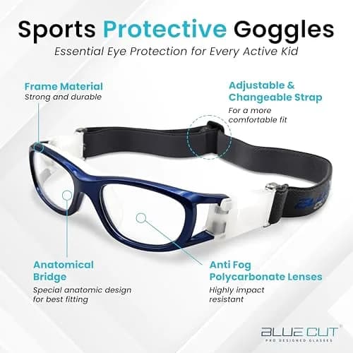 BLUE CUT Safety Basketball Goggles for Kids | Anti-Fog, Adjustable Strap, Durable Plastic Frame thumbnail 5