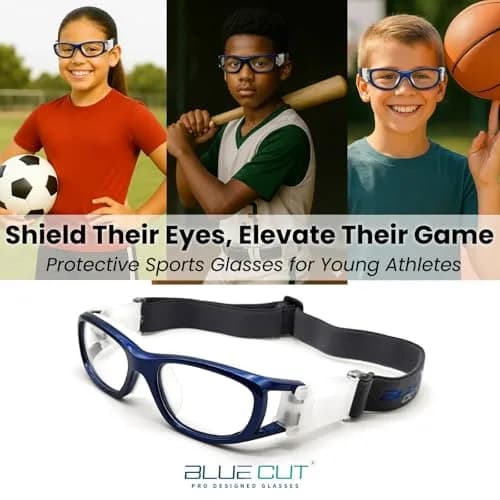 BLUE CUT Safety Basketball Goggles for Kids | Anti-Fog, Adjustable Strap, Durable Plastic Frame thumbnail 2