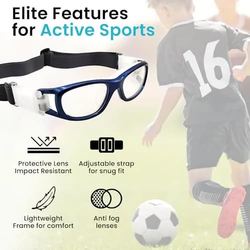 BLUE CUT Safety Basketball Goggles for Kids | Anti-Fog, Adjustable Strap, Durable Plastic Frame thumbnail 3