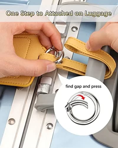 Teskyer Leather Luggage Tags for Suitcases 3 Pack | Privacy Protection, Durable PU Leather, 2.7x10.7 inches, 6.5" Strap thumbnail 6