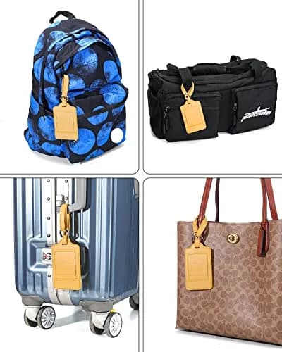 Teskyer Leather Luggage Tags for Suitcases 3 Pack | Privacy Protection, Durable PU Leather, 2.7x10.7 inches, 6.5" Strap thumbnail 8