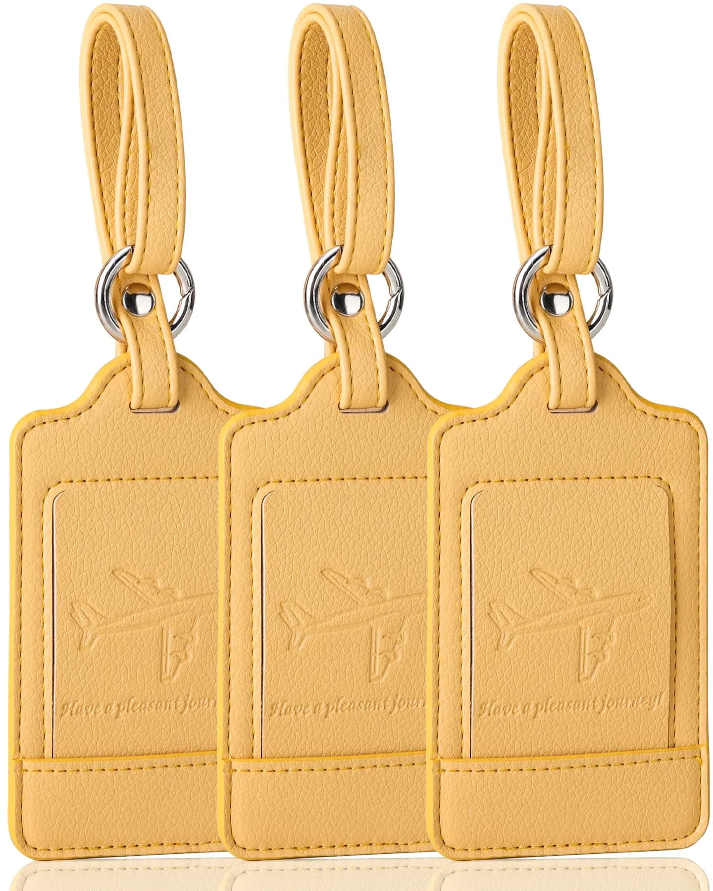 Teskyer Leather Luggage Tags for Suitcases 3 Pack | Privacy Protection, Durable PU Leather, 2.7x10.7 inches, 6.5" Strap - main product image