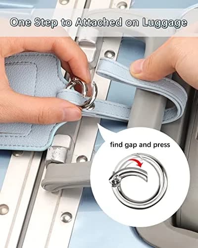 Teskyer Leather Luggage Tags for Suitcases 3 Pack | Lichee Cyan, Privacy & Durability, 2.7x10.7 inches thumbnail 5