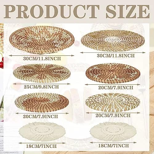 Xuhal 8 Pcs Boho Wall Basket Decor Rustic Farmhouse Summer | Handwoven Seagrass Wall Art thumbnail 3