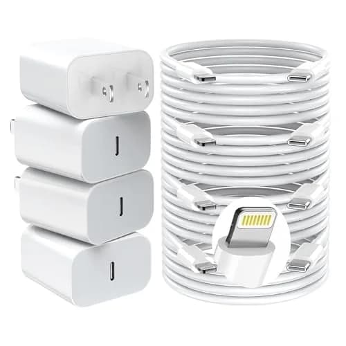 GREPHONE iPhone Charger Fast Charger 6FT Lightning Cable | 4-Pack USB C Wall Adapters thumbnail 1